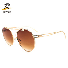 Minimalist Design Round Metal Frame Women Ready Sunglasses